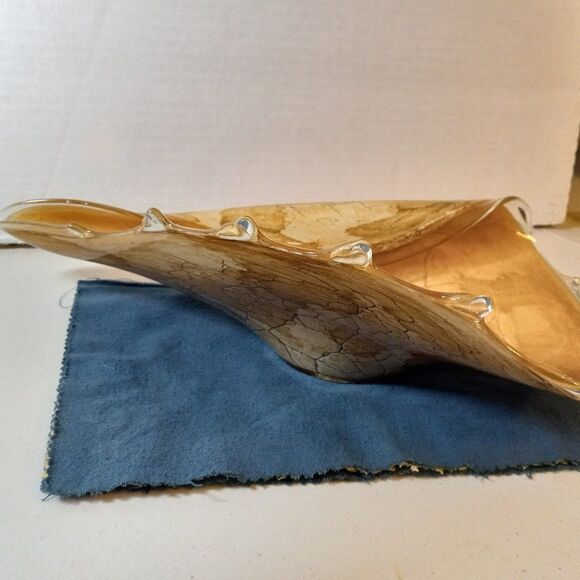 Handmade Sea Shell w/ Spirder Vein pattern Art Glass Centerpiece Countrycore - Picture 3 of 11